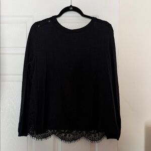 CAbi #5005 Black Long Sleeve Sweater with Lace Back NWOT